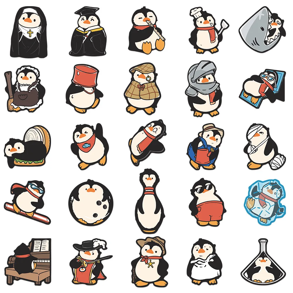 50pcs Penguin Stickers For Laptops Hand Books Phone Cases Insulated Cups Decorative Waterproof Stickers Birthday Gifts