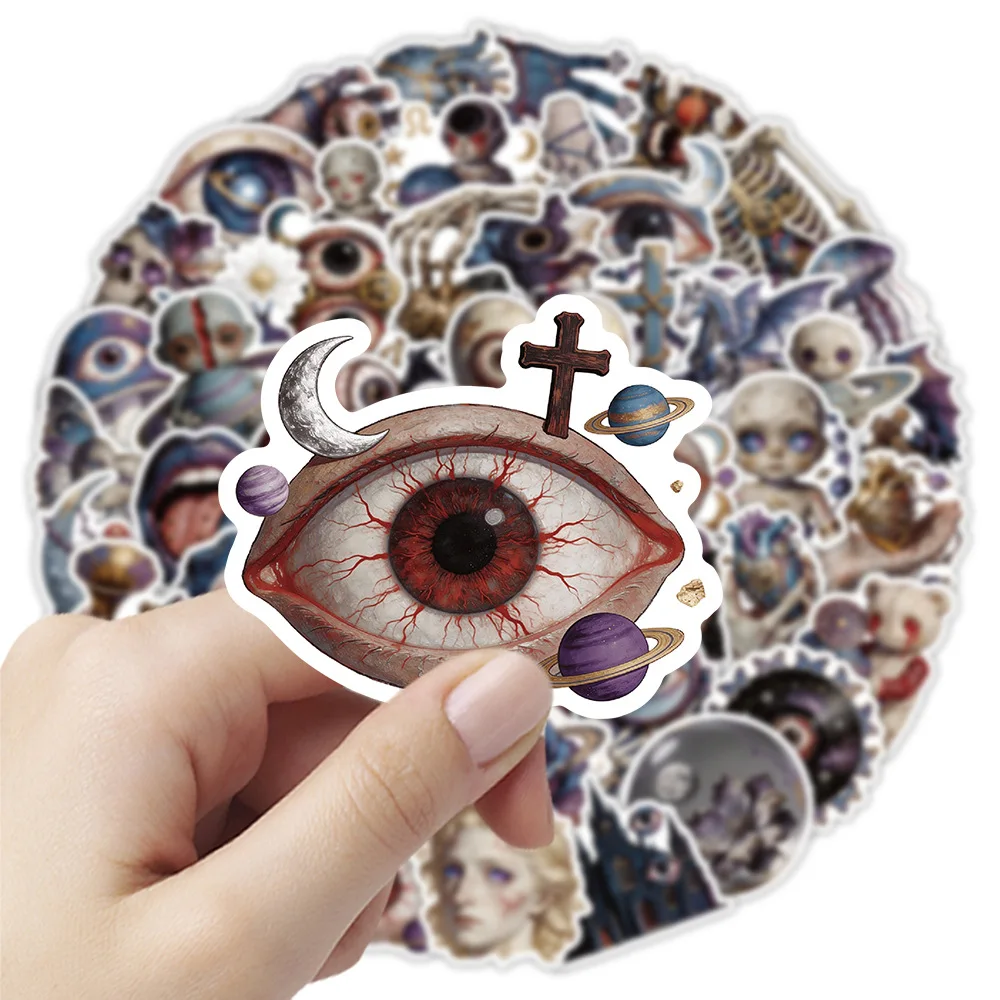 50-Pack Mysterious Cosmic Horror Theme Stickers Set for Phone Tablet Guitar Luggage Notebook Halloween Party Decoration