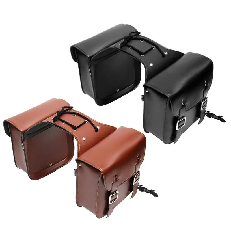 

Motorcycle Saddle Bag Large Capacity Modified Motorbike Side Tool Bags Universal Leather Storage Luggage Saddlebag For Bikes