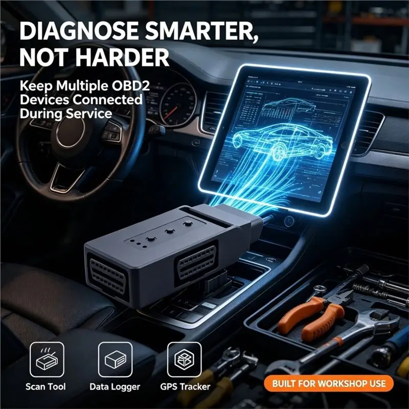 A20K-OBD2 OBDII Male 1 To 3 Female 1 To 2 Full 16 Pin Switch Cable Splitter Adapter For Diagnostic Extender Extension Tools