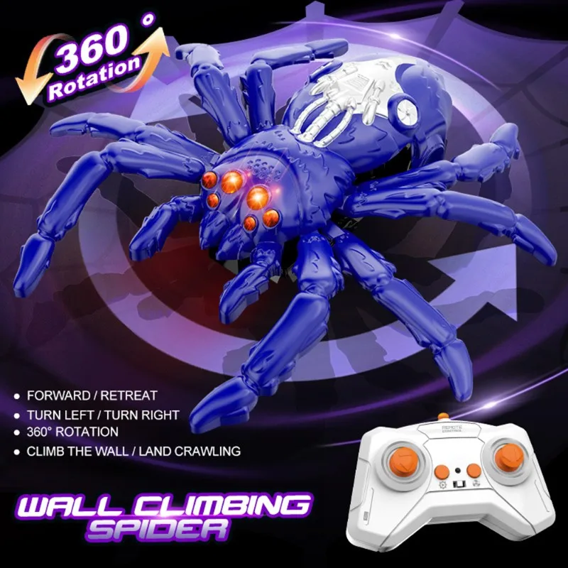 【NEW USER EXCLUSIVE】Wall-Crawling Spider , Remote-Control Electric Lizard With LED Light, Rechargeable Chameleon Car For Boys