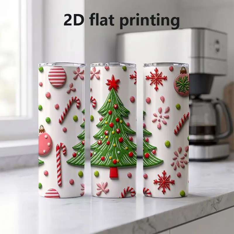 1pc 20Oz Christmas Tree Candy Cane Ornament Pattern Stainless Steel Insulated Tumbler Coffee Office Travel Mug with Lid Cup Daily Use Leakproof And Bpa Free Keep Drink Hot And Cold Ideal Gift for Family Friends Colleagues During Holiday Season