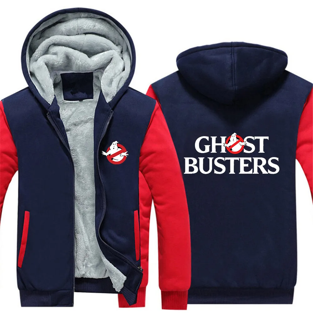 Ghost Busters 2024 New Men Hoodie Winter Thick Warm Fleece Zipper Coat Casual Daily Sportwear Streetwear Hoodies Sweatshirts