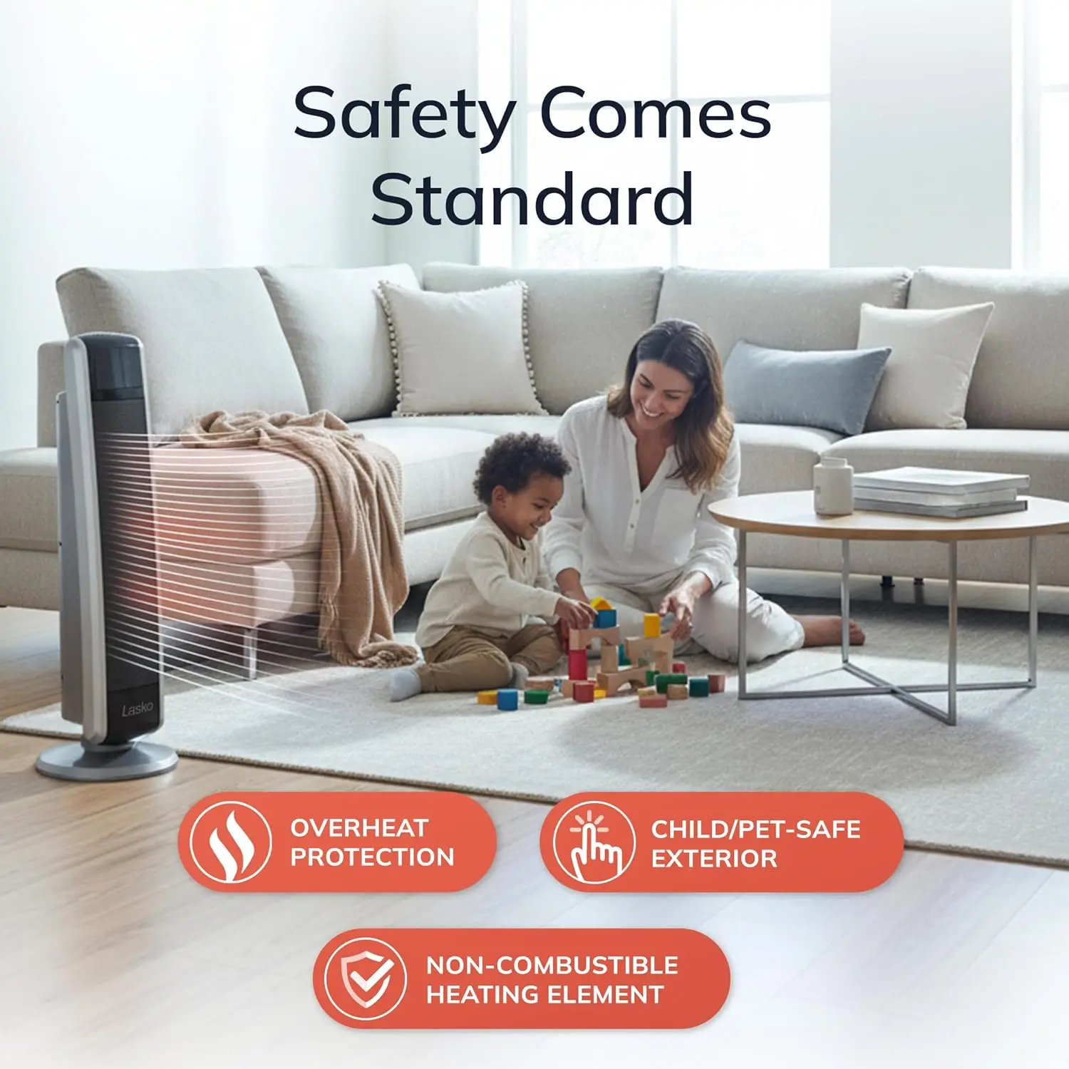 Oscillating Digital Ceramic Tower Heater for Large Rooms, with Adjustable Thermostat, Timer and Remote Control, 29 Inches