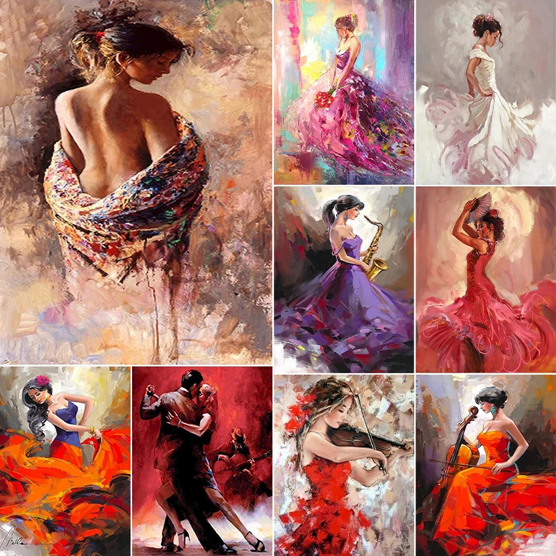 

Nude Women Paintings Portrait Picture Handmade Paint By Numbers on Chemical Fiber Cloth Crafts for Adults Home Decoration