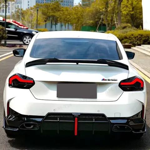 For BMW 2 Series G42 M240i M235i M Sport 2023+ Bright Black Car Rear Bumper Diffuser Lip Spoiler With LED Body kit top 10 m235i - №8