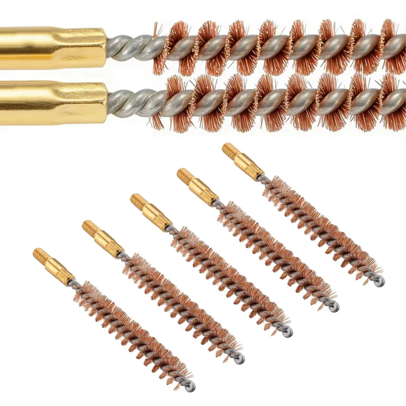 5Pcs .17cal Copper Phosphor Bristle Bronze Bore Cleaning Brush,for Shoutgun Pistol Bore Brushes Cleaning Mop Brushes,GunTool Kit