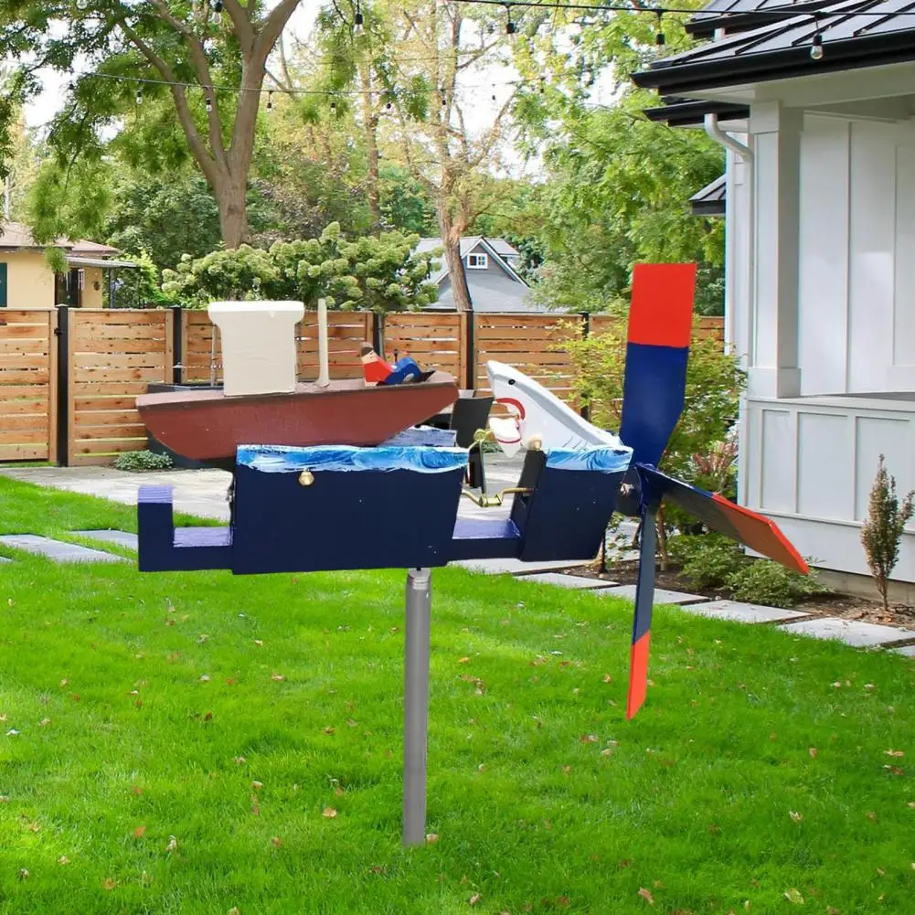 Haai Boot Zweefmolen Tuin Decoratie Weerbestendige Buitentuin Terras Houten Dier Schip Windmolen Windspinner Ornament