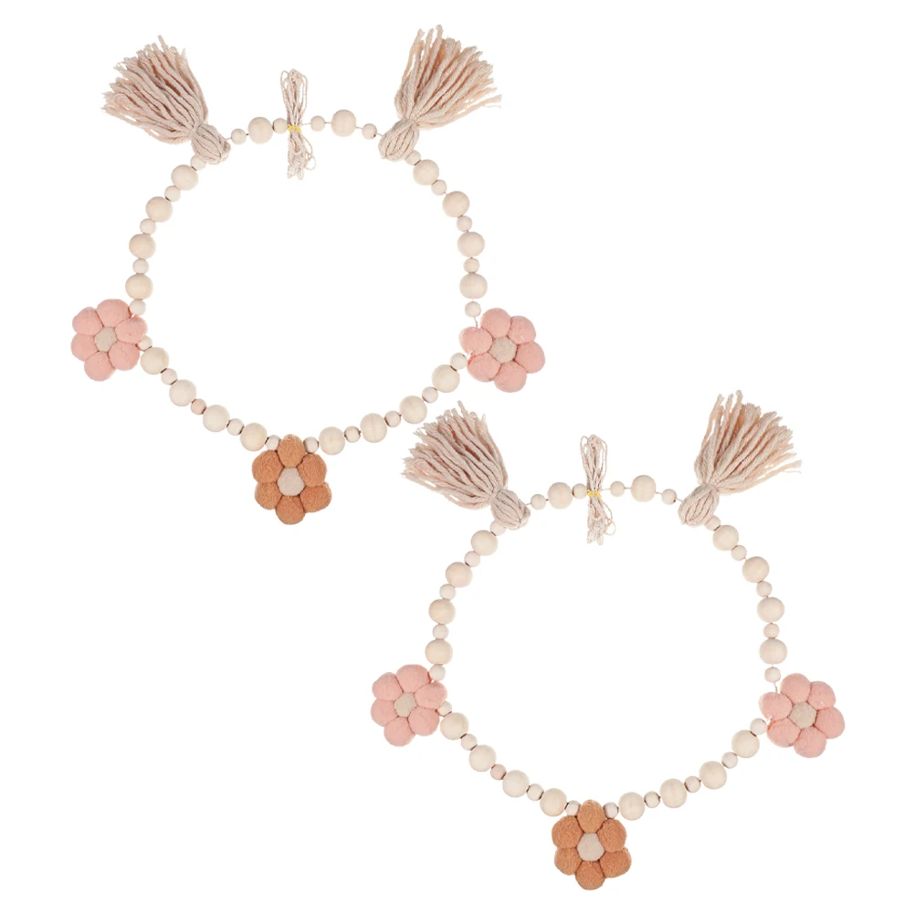 

2Pcs Bohemian Tassel Garland Wooden Beads Pastel Colors Rustic Wedding Nursery Decor Photo Prop Wall Hanging Decorations