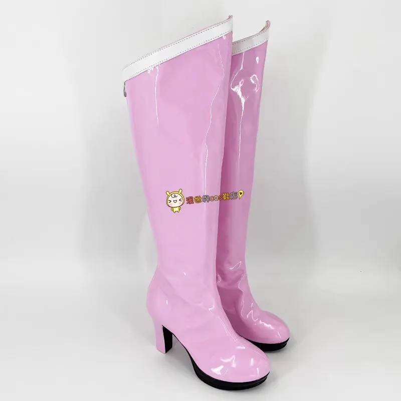 Bottes de Costume en Cuir Faites à la Main, Chaussures Mignonnes Roses d'Anime Japonais Chibiusa Cosplay