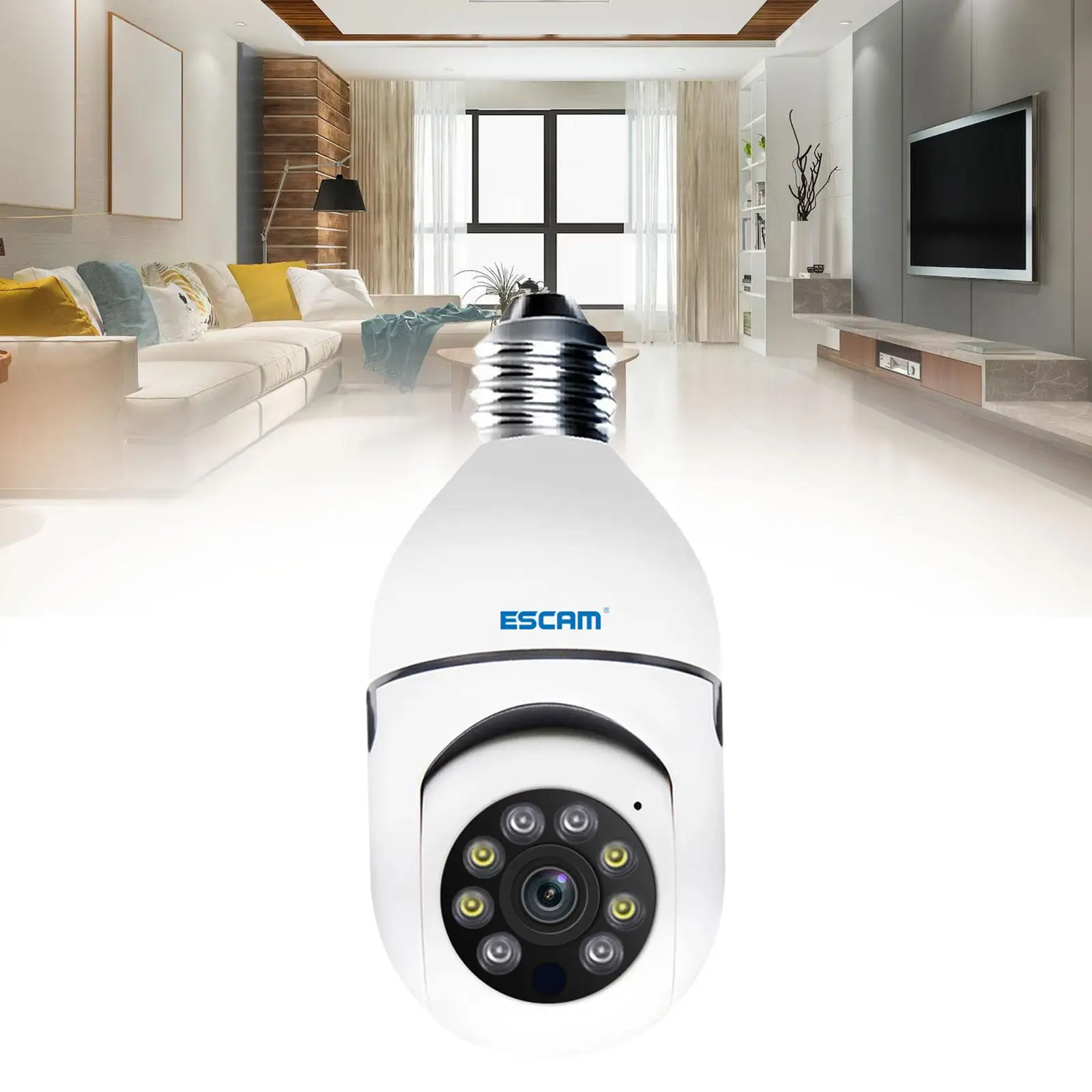 Bulb Home Security Camera Easy Installation Motion Tracking Two Way Talk