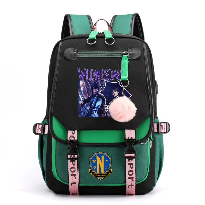 New Fashion Wednesday Harajuku Backpacks Teenagers Street Cool Backpacks School Schoolbag High Quality USB Zipper Backpacks