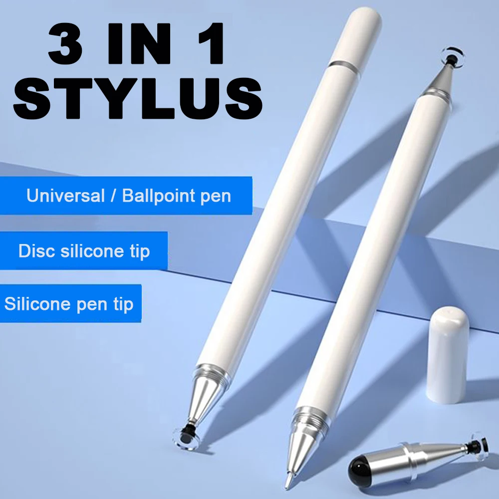 Lápiz óptico Universal 3 en 1 para pantalla táctil, lápiz capacitivo de dibujo para iPhone, iPad, Samsung, teléfono Android, Smartphone y tableta