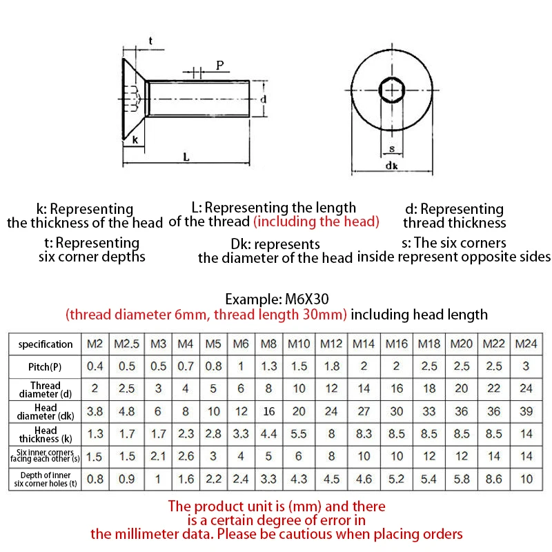 316 Stainless Steel Hexagon Socket Countersunk Head Screw A4-70 DIN7991 M3 M4 M5 M6 M8 M10 Allen Bolt Fastener image 5