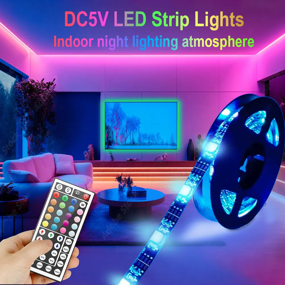

RGB USB LED Light 1-40meters LED Strip Lights Changing Remote Control 44key Control for TV Screen Desktop Backlight Decorative