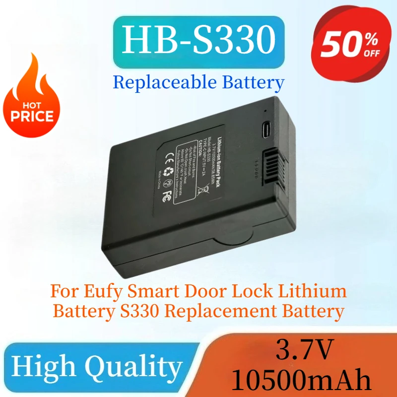 

New 3.7V 10500mAh Battery For Eufy Smart Door Lock Lithium Battery S330 Replacement Battery Compatible with S330 S230 E330