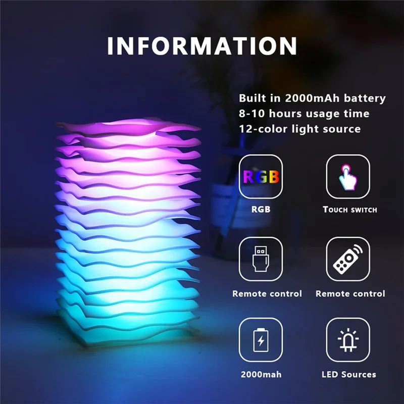 SYW-Dynamic Lighting Colorful Night Light Touch Sensor Bedside Lamp With 3D Illusion Design 7 Colors Remote Control LED Lamp