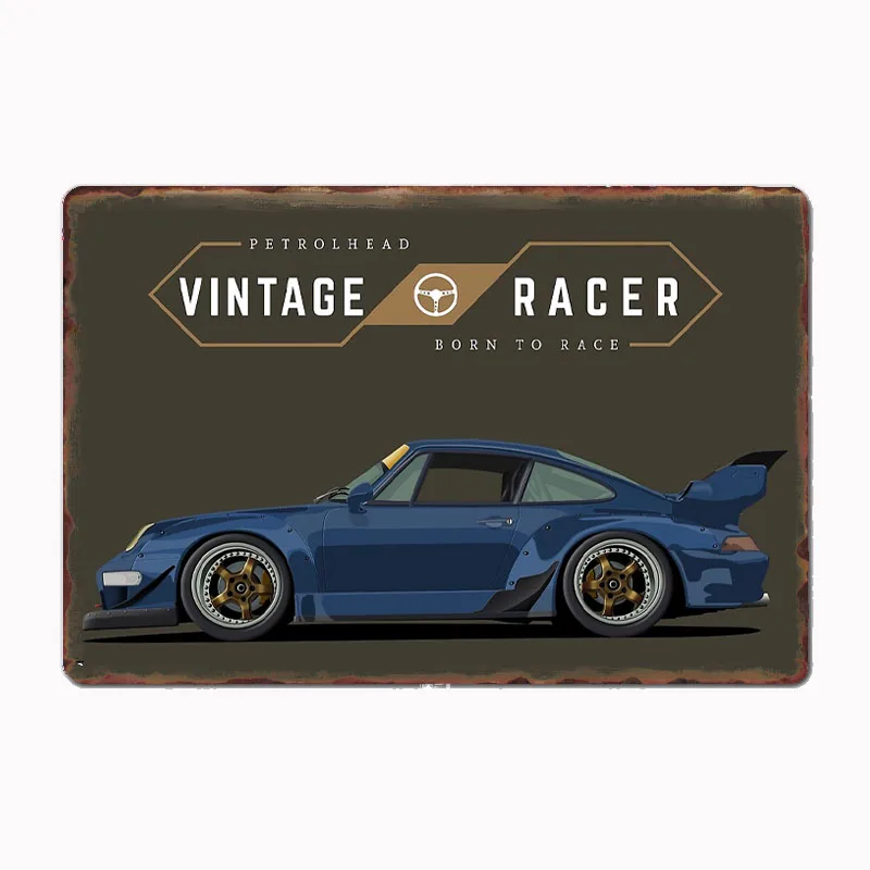 

Vintage Car True Vintage Racer Race Car Metal Poster Sign Club Custom Indoor Wall Tin Sign Room Decor Home Decor