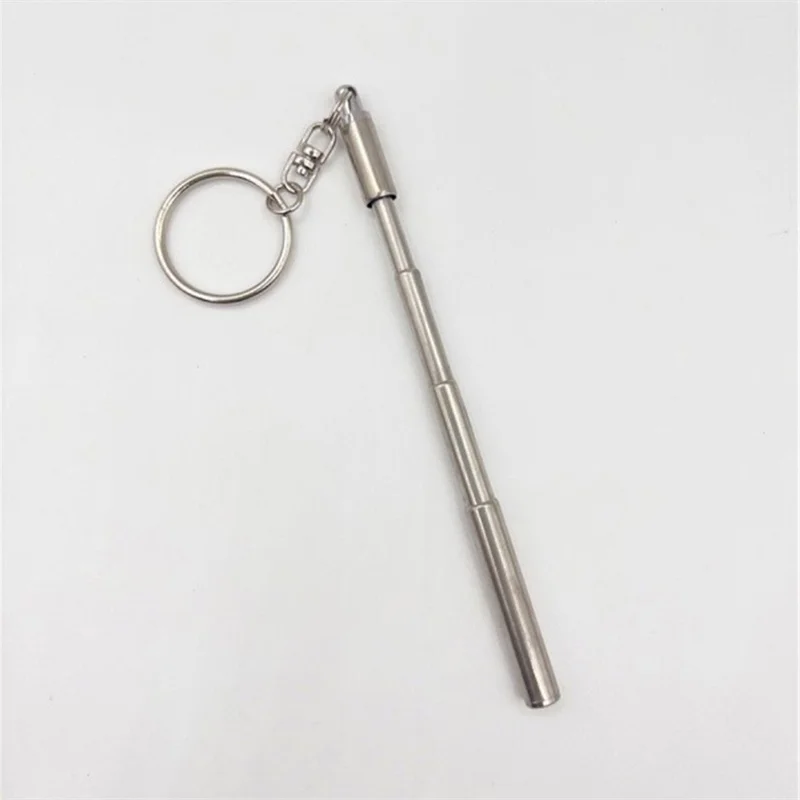 Portable Telescoping Pen Metal Keyring Stainless Steel Keychain Ballpoint pen Out Door