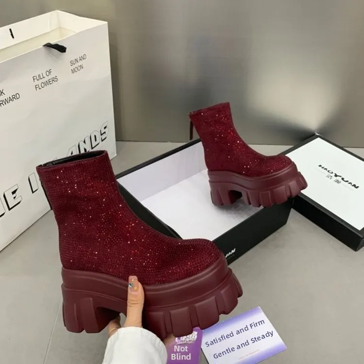 

Ботинки на платформе с мягкой подкладкой в британском стиле, с круглым носком, на резиновой подошве, зимние модные ботинки для молодых женщин