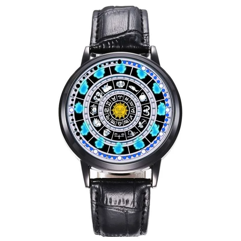 

Twelve constellations anime watch 12 zodiac signs LED Touch screen luminous Seitoushi Seiya Seiiki Juunikyuu Hen Couples Watches