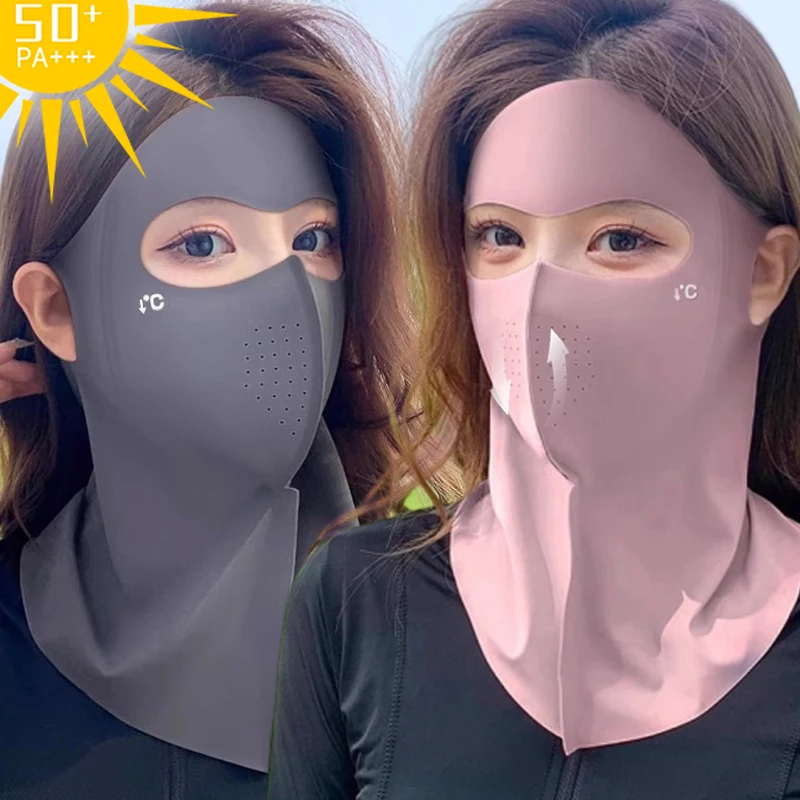 

New Unisex Fashion Ice Silk Sun Protection Mask Full Face UPF50+ Anti-UV Neck Scarf Breathable Sunshade Face Mask Cycling