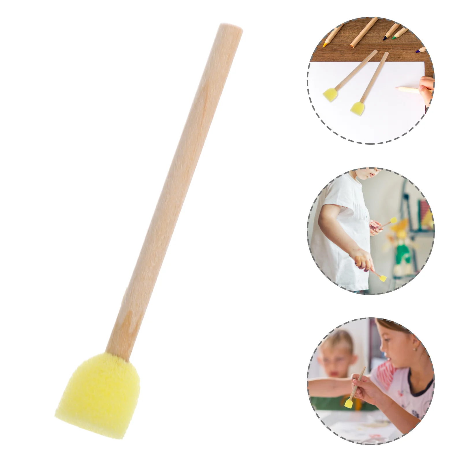 

Sponge Brush with Wooden Handle Washable Paint for Kids Sponges Natural Make up