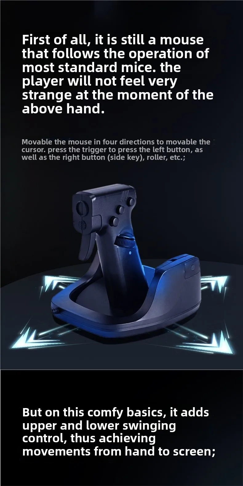 Gun Mouse Shooting Game Upright Handle Grip Trigger Pistol Vertical Wired Peripherals