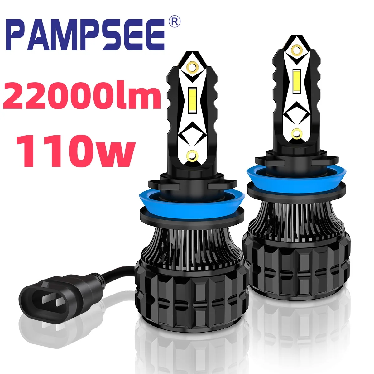 

PAMPSEE 2 шт. светодиодные автомобильные фары 6500K 22000LM H11 H4 H7 H3 9004 9005 9006 светодиодные фары автоматические фары светодиодные противотуманные фары HB3 HB4 H8 9007