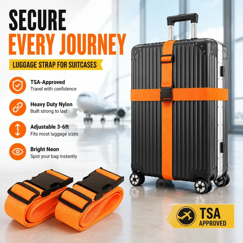 

Luggage Strap Durable Travel Case Binding Belt Adjustable Fastening Band Secure Suitcase Accessory Tightly Bundles Bags Prevents
