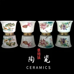 Jingdezhen Porcelain Ceramic Tea Cup Aesthetic Lotus Design Unusual Teaware for Chinese Kung Fu Puer Oolong Tea