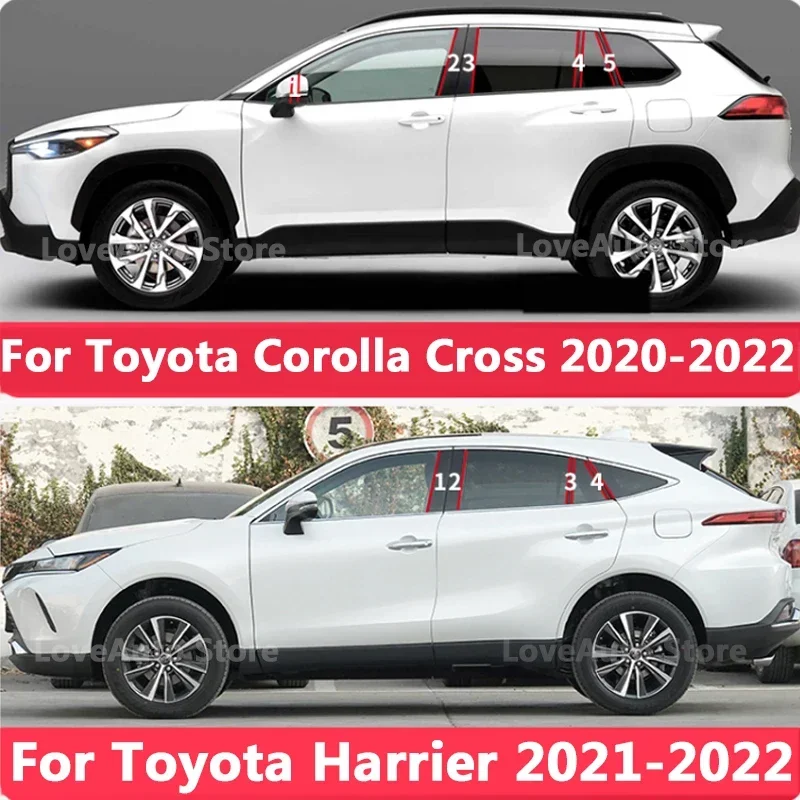 

For Toyota Corolla Cross / Harrier 2021 2022 Car Window Central Column B C Pillar Cover Moulding Sticker Exterior Window Frame