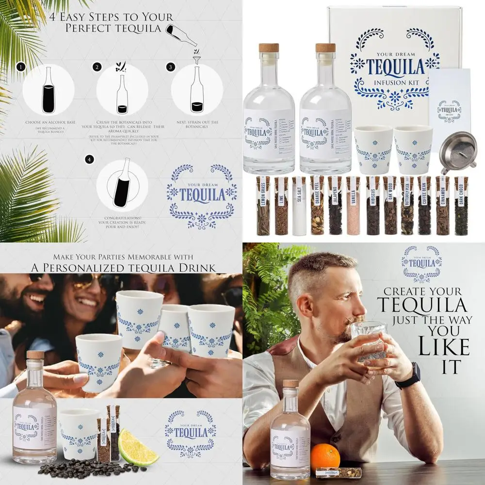 

Наборы для приготовления текилы и бурбона своими руками — включает бутылки, чипсы, ботанические добавки — идеально подходит для мужчин и женщин — без алкоголя