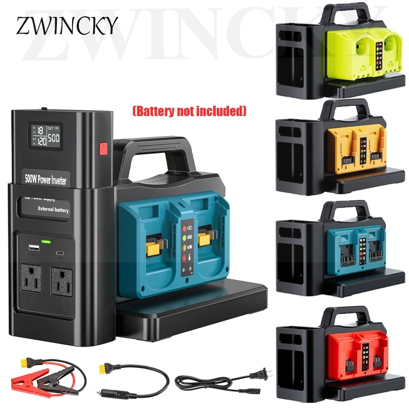 

Инвертор мощностью 500 Вт для аккумуляторов Makita/Dewalt/Milwaukee/Ryobi/Bosch 18 В, инвертор с чистой синусоидой для кемпинга и экстренных ситуаций