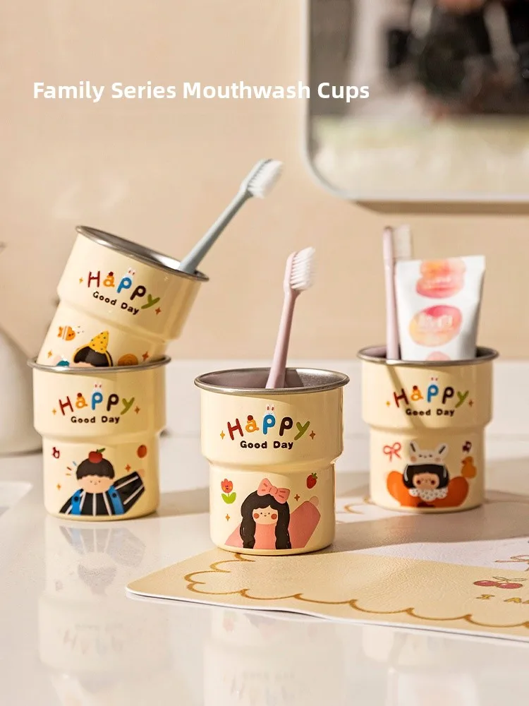 

Modern Household Four-Person Stainl Steel 304 Toothbru Cup Children's Tootaste Cup Waing Cup Batoom Creative Storage