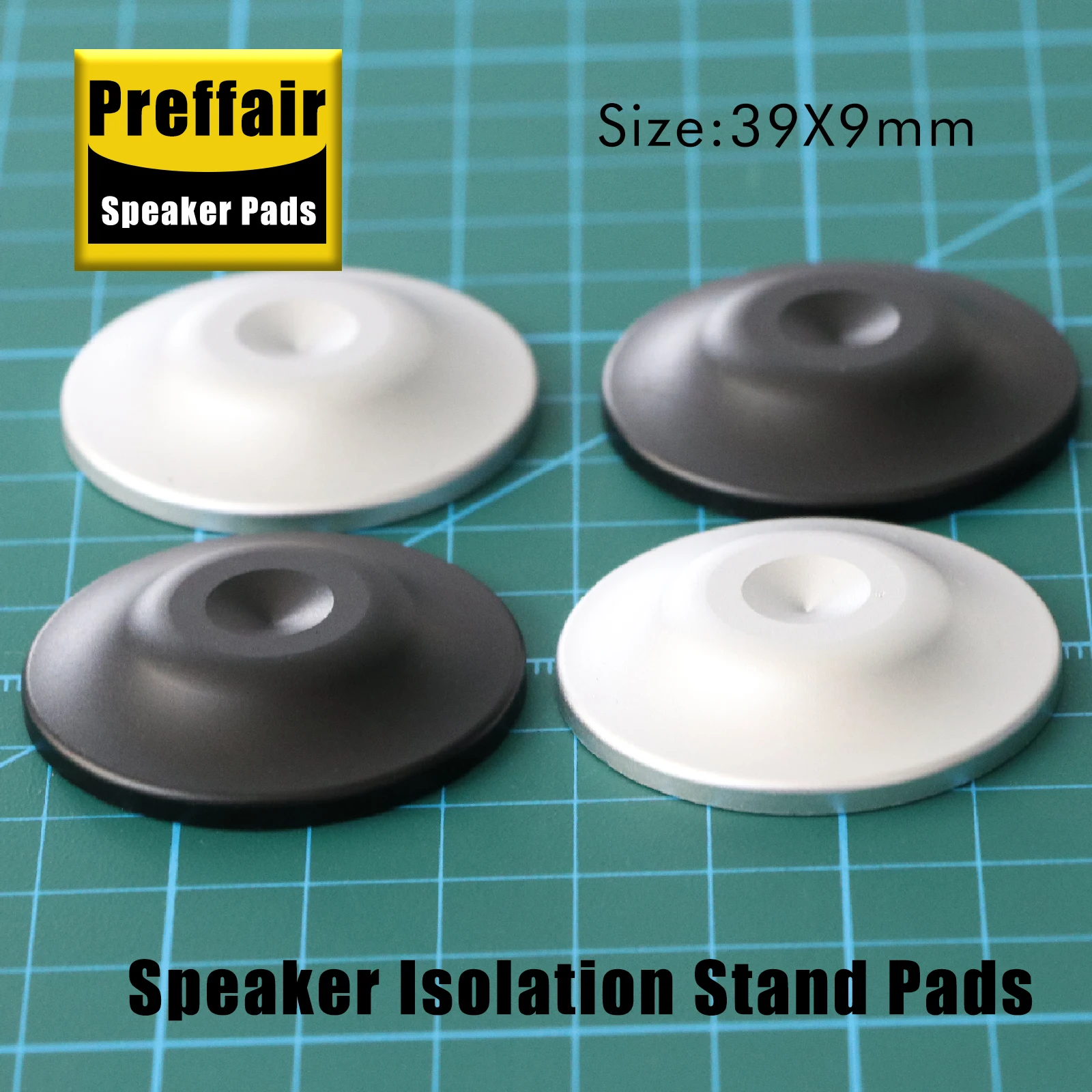 Preffair Black/Sliver 39x9mm 4PCS Amplifier Speaker Feet Spikes Pads Replacement Speakers Amplifier Recorder Feet Pad