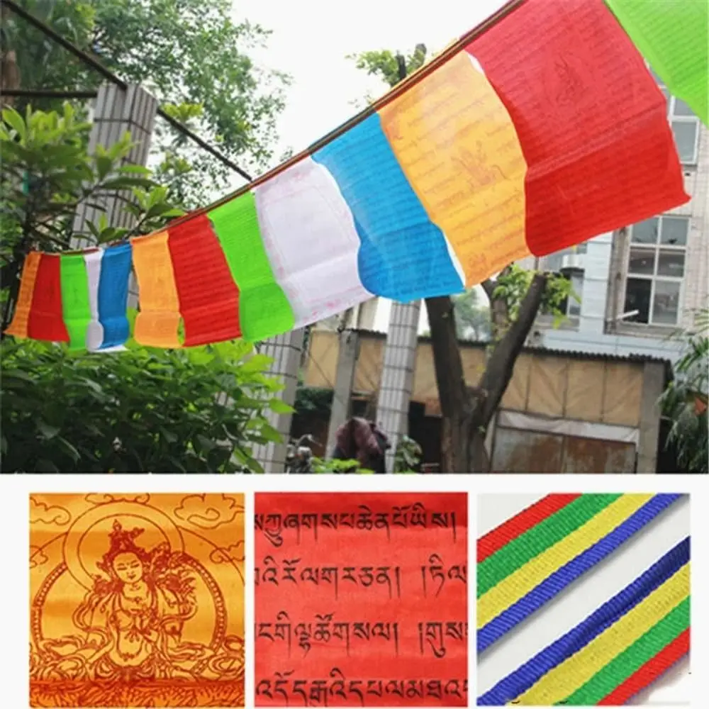 Scene Layout Tara Heart Curse Artificial Silk Buddhist Supplies Banners Flags Garden Flags Prayer Flag Religious Flags