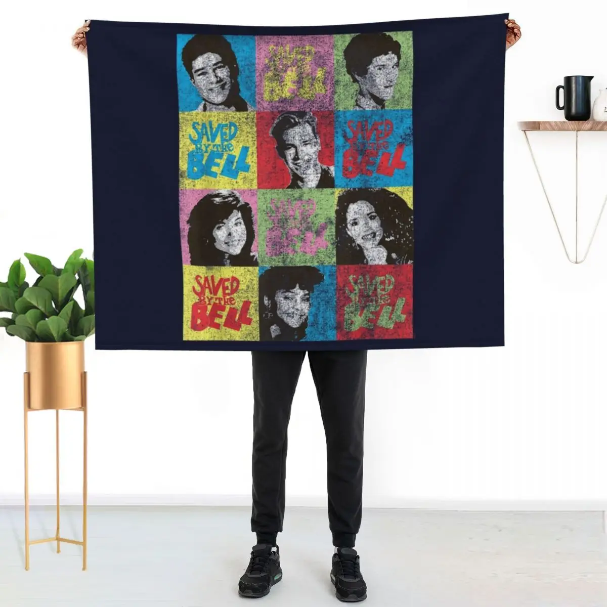 

Saved By The Bell Blocks With Faces Throw Blanket Faux Fur Soft Warm Blanket for Bed