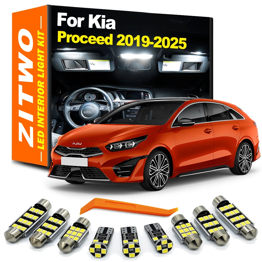 

ZITWO 12 шт. для Kia Proceed 2019 2020 2021 2022 2023 2024 2025 светодиодная лампа внутренний купол для чтения перчаточный ящик комплект освещения номерного знака