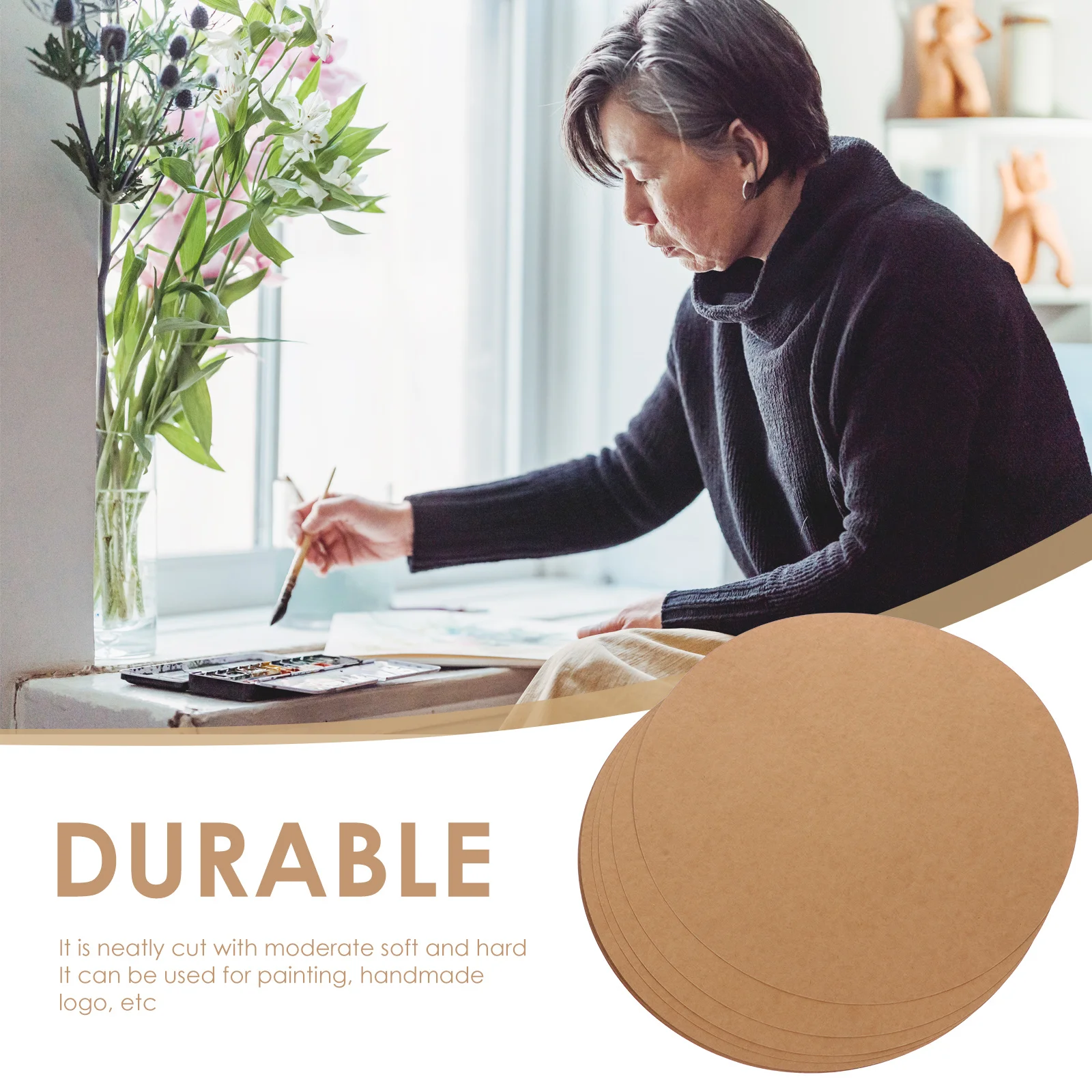 20Pcs Round Painting Cardstock Thick Paper DIY Calligraphy Drawing Decorations for Art Projects Wedding Birthday Christmas