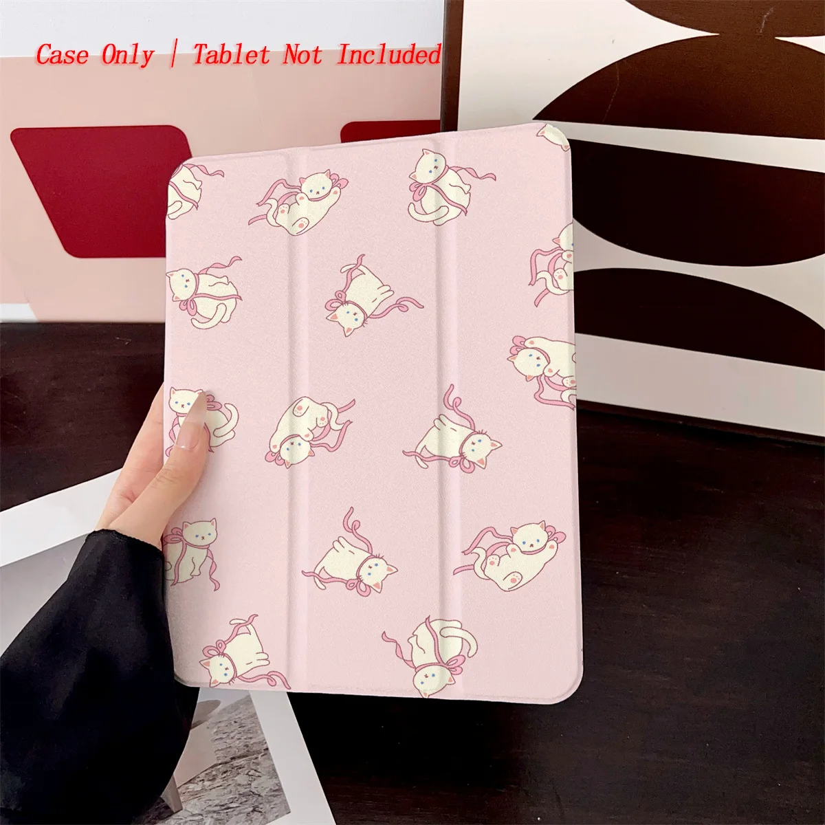 

Trendy Whimsical Pink Base & Many Small White Cats Design iPad Cover For Apple iPad 10th Gen Pro 11 Air 4 Mini 6 Protective Case