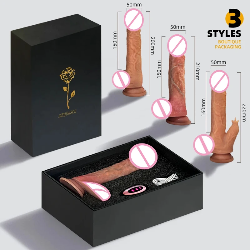 Realistic RC Dildos for Women Skin Sliding Foreskin Telescopic Heating Dildo Anal Vaginal Stimulation Strapon Big Penis Sex Toys