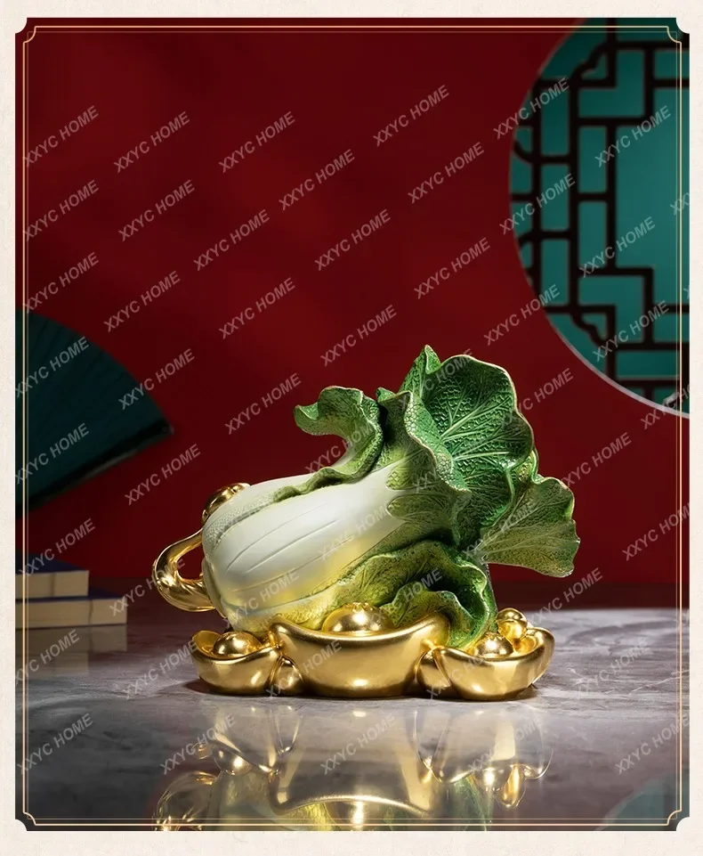Ruyi Baicai, all-copper ornaments attract wealth and treasure, living room desktop entrance opening decoration