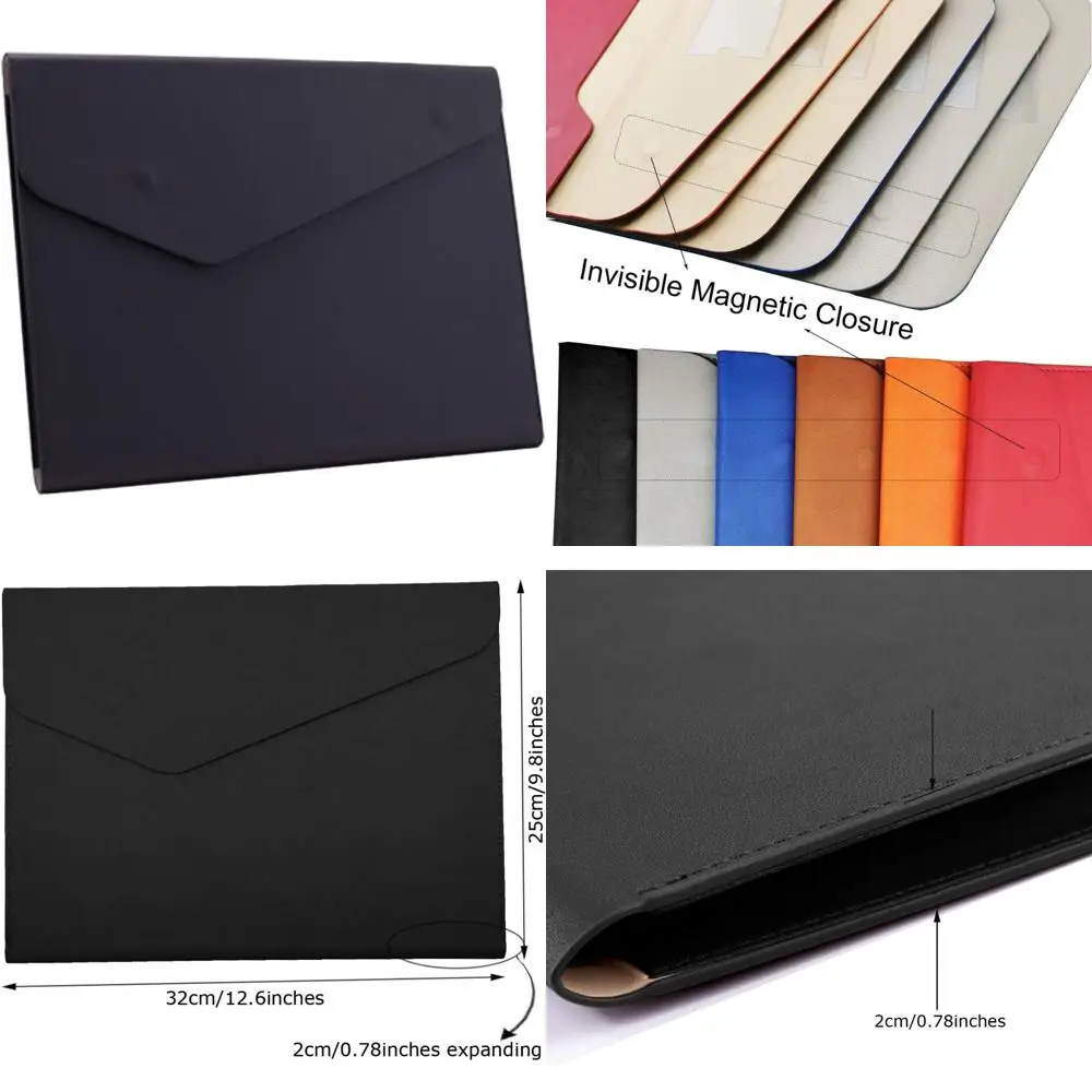 

Enyuwlcm PU Leather A4 File Folder Document Holder Waterproof Portfolio Envelope Folder Case with Invisible Magnetic Closure Bla