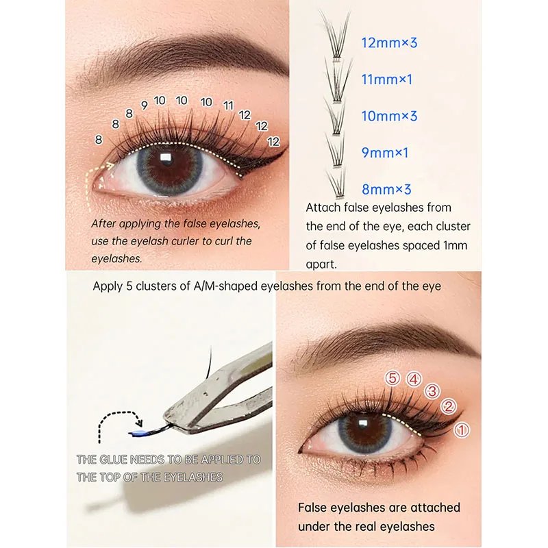 A/M Shape Professional Korean Makeup Individual Lashes Cluster Spikes Lash Wispy Premade Russian Natural Fluffy False Eyelashes