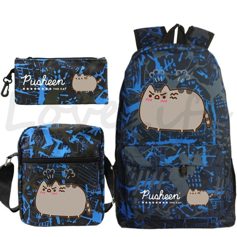 Cartoon Cat School Backpacks Kawaii Bookbag Students Girls Boys Back To School bag 3pcs/set Gift Mochila Children School Bags