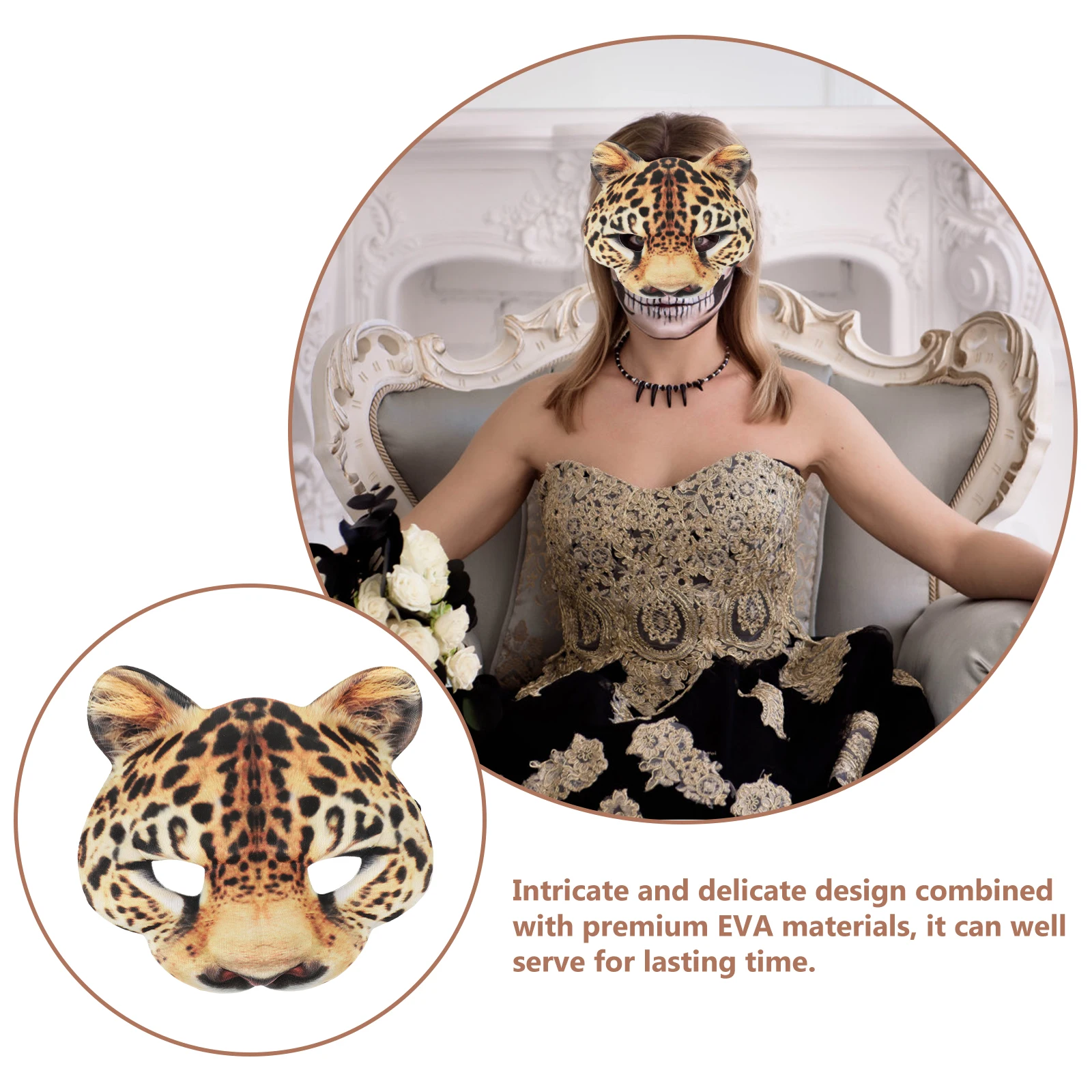 

1 Pcs Animal Face Leopard Mask EVA Masquerade Costume for Carnival Party Decoration