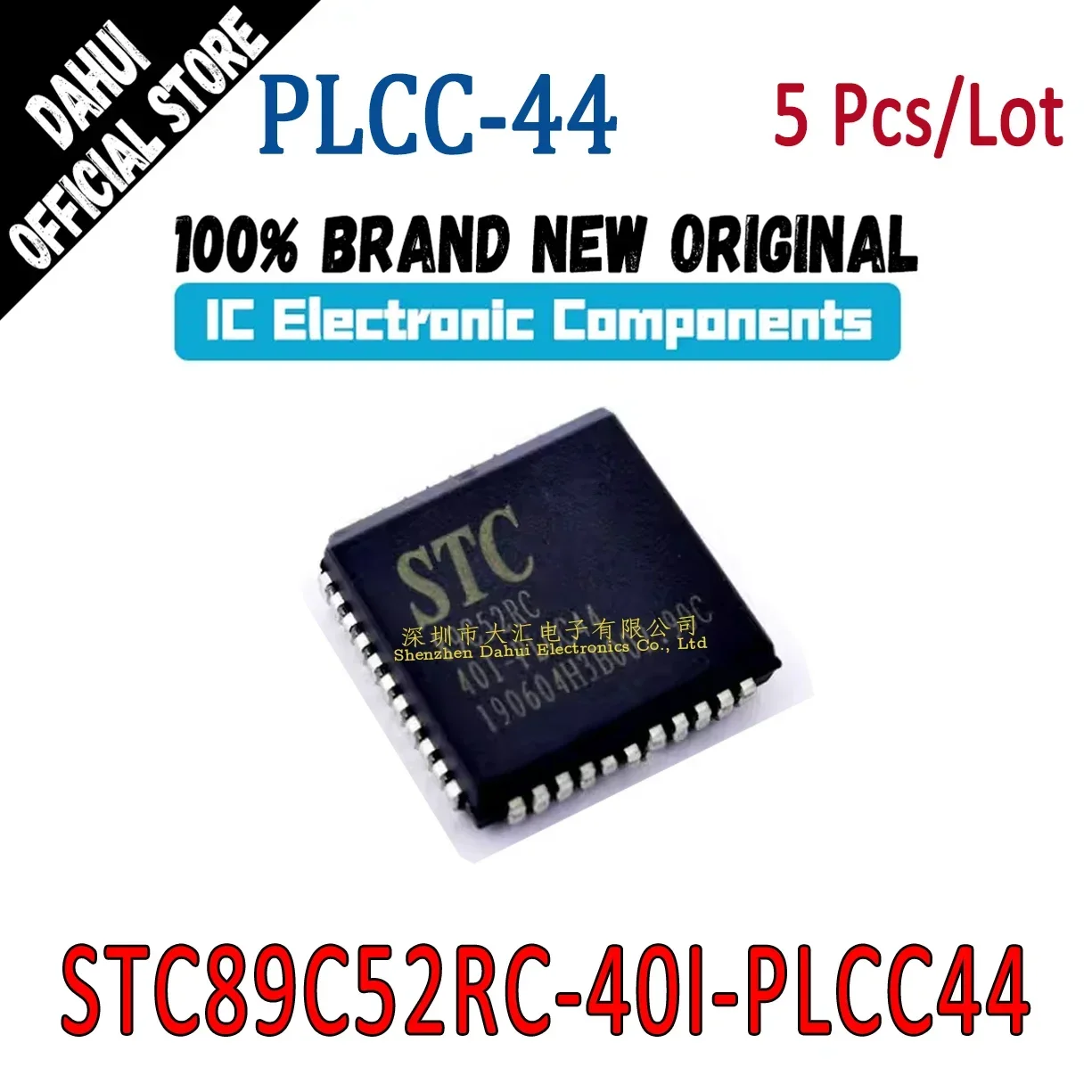 

5Pcs STC89C52RC-40I-PLCC44 89C52RC 40I PLCC44 Microcontroller chip IC Brand New Original In Stock