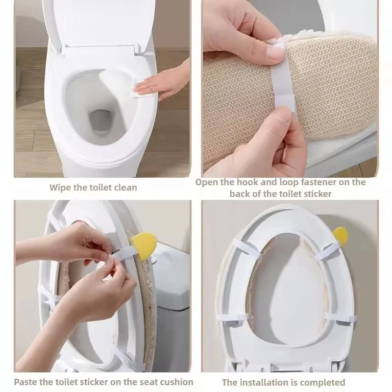 2Pairs Cute Toilet Seat Covers Thickened Winter Warm Universal Seat Cushion With Handle Reusable Kids Toilet Training Seat Mat