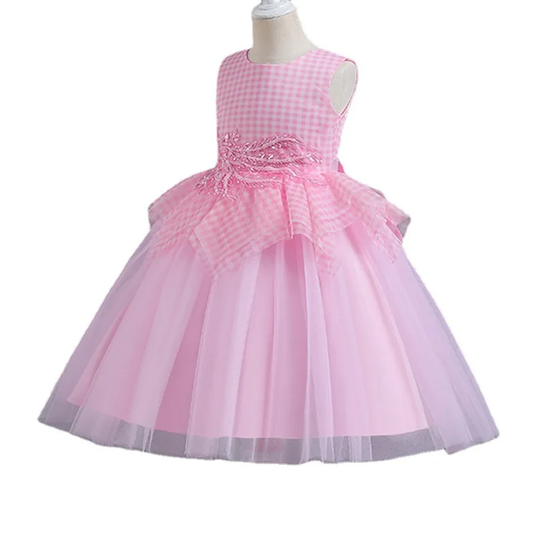 New Girls Dress Puffy Gauze Princess Dress Mesh Sleeveless Dress Runway Show Piano Performance Birthday Party Dress